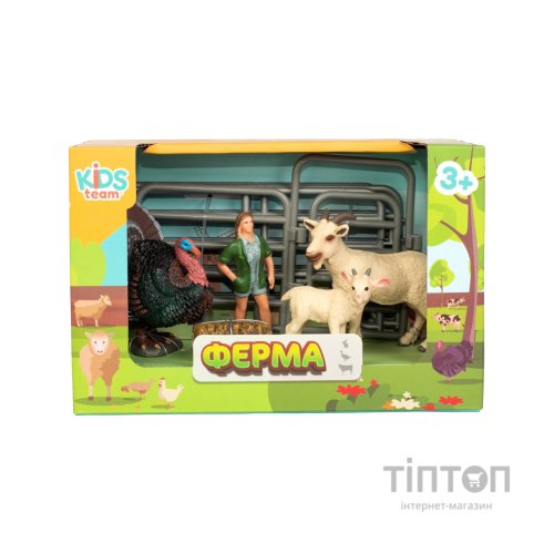 Фігурка Kids Team набір Ферма фермерка, індик, коза, козеня (Q9899-X20_1)