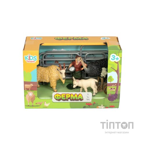 Фігурка Kids Team набір Ферма фермерка, страус, козел, козеня (Q9899-X20_2)