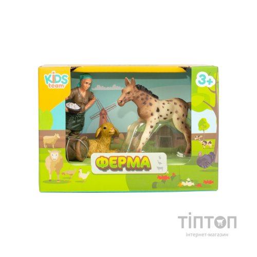 Фігурка Kids Team набір Ферма плямисте лоша, ягня, фермерка, ягня (Q9899-T1_4)
