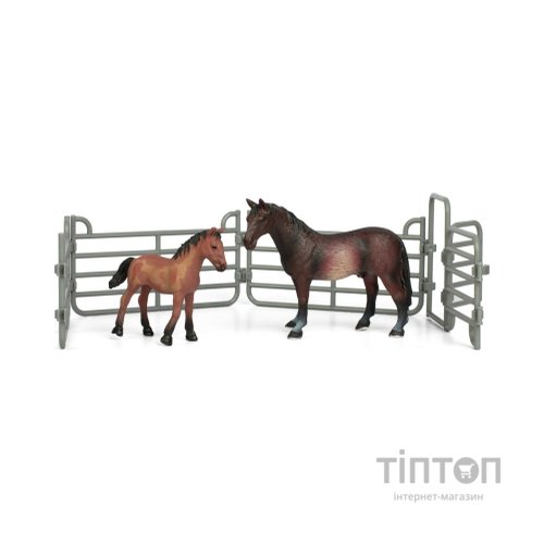 Фігурка Kids Team набір Ферма Темно-гніда коня з лошам Темно-гніда кінь із лошам (Q9899-X5_2)