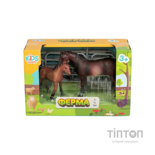 Фігурка Kids Team набір Ферма Темно-гніда коня з лошам Темно-гніда кінь із лошам (Q9899-X5_2)