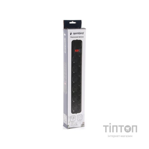 Фільтр мережевий Power Cube 1,8м, 6 розеток, чорний