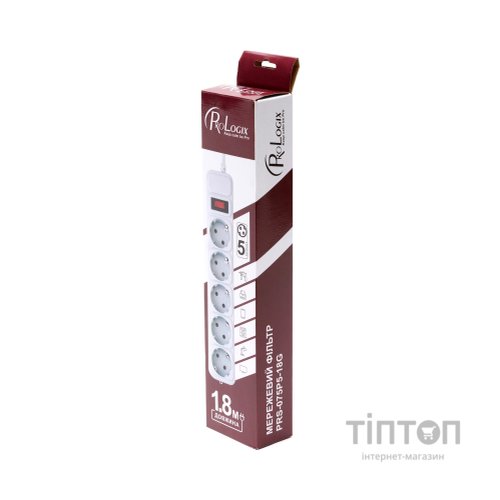 Фільтр мережевий  ProLogix (PRS-075P5-18G) 0.75 мм, 5 розеток, 1.8 м, серый