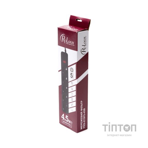 Фільтр мережевий ProLogix (PRS-075P5-45B) 0.75 мм, 5 розеток, 4.5 м, черный