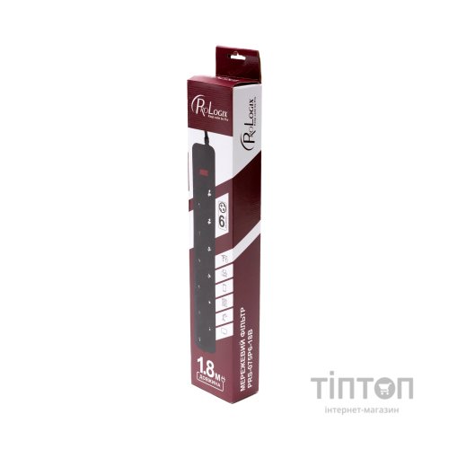 Фільтр мережевий  ProLogix (PRS-075P6-18B) 0.75 мм, 6 розеток, 1.8 м, черный