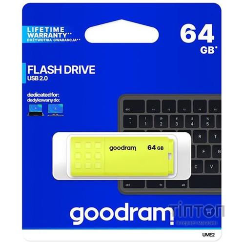 USB флеш накопичувач Goodram 64GB UME2 Yellow USB 2.0 (UME2-0640Y0R11)
