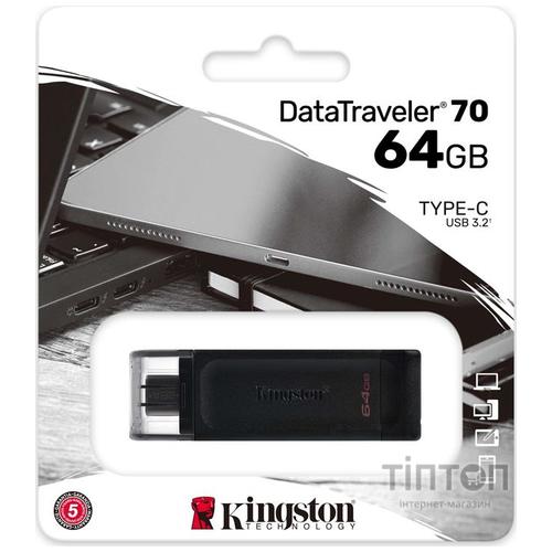 USB флеш накопичувач Kingston 64GB DataTraveler 70 USB 3.2 / Type-C (DT70/64GB)