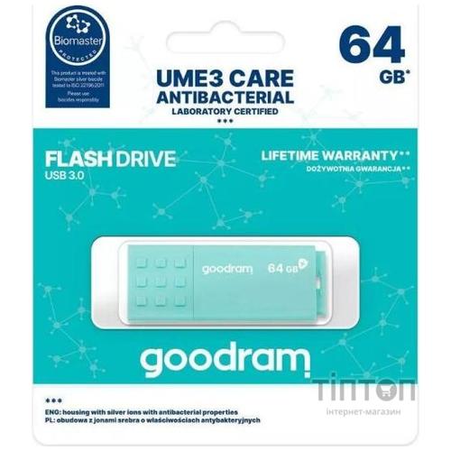USB флеш накопичувач Goodram 64GB UME3 Care Green USB 3.0 (UME3-0640CRR11)