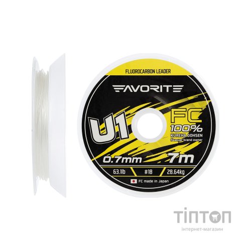 Флюорокарбон Favorite U1 FC 7m 18/0.70mm 63.1lb/28.64kg (1693.11.92)