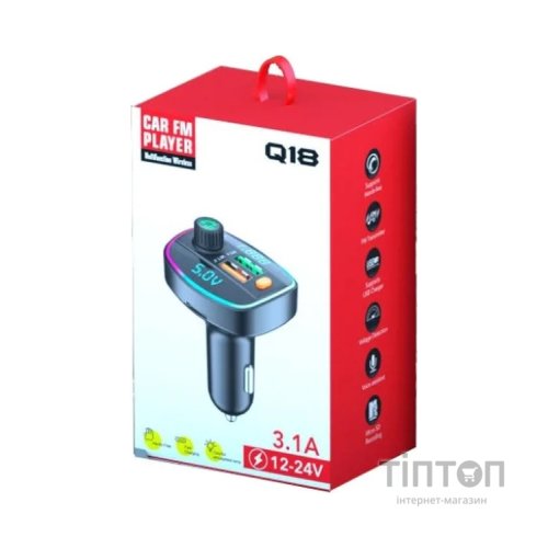 FM модулятор Voltronic Q18 з еквалайзером, 3.1A, USB, TF (FM-Q18EQ)