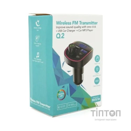 FM модулятор Voltronic Q2 з еквалайзером, 1.5A, FM, USB, TF (FM-Q2EQ)