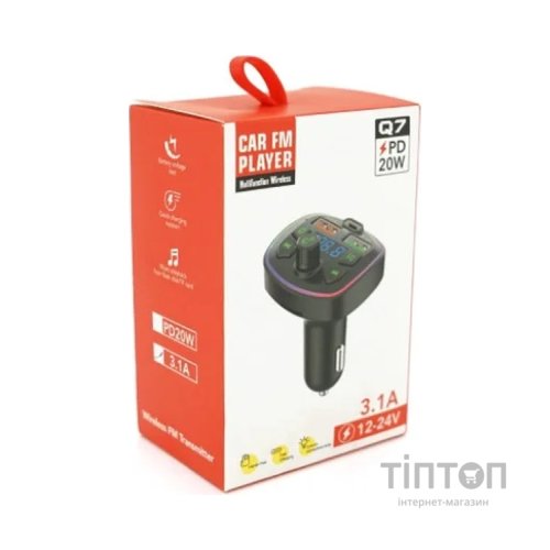 FM модулятор Voltronic Q7 з еквалайзером, 3.1A, PD18W, USB, TF (FM-Q7EQ)