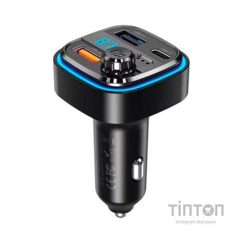 FM модулятор XO BCC08 автомобільний зарядний пристрій MP3/PD/2USB/3,1A Чорни (XO-BCC08)