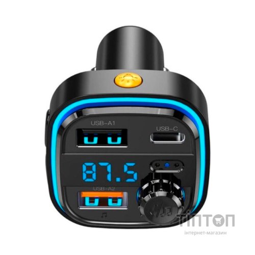 FM модулятор XO BCC08 автомобільний зарядний пристрій MP3/PD/2USB/3,1A Чорни (XO-BCC08)