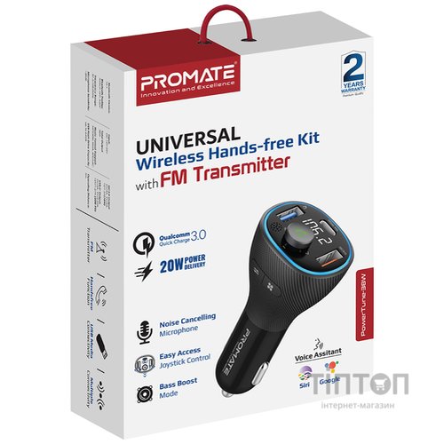 FM-трансмітер Promate PowerTune-38w Black