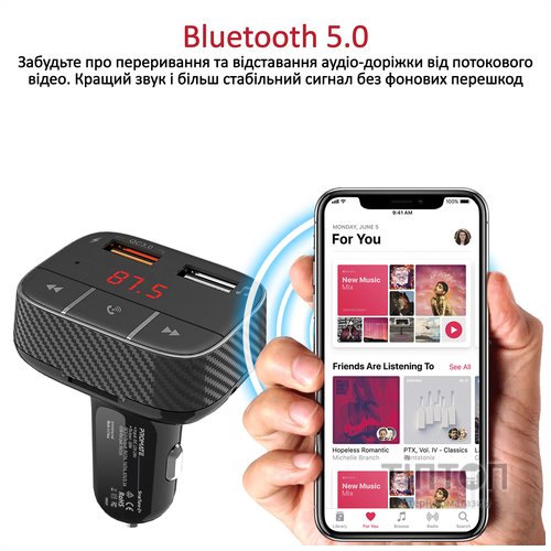 FM-трансмітер Promate SmarTune-2+ Black