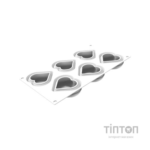 Форма для випікання Silikomart Heartix 78x70x h30 мм 6х85 мл + каттер (HEARTIX 85)