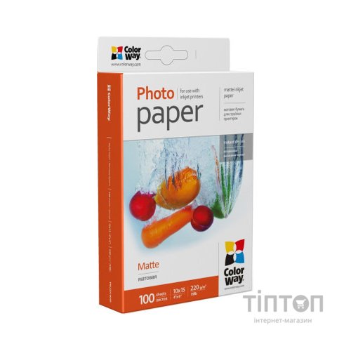 Фотопапір ColorWay 10x15, 220г, matte, 100л (PM2201004R)