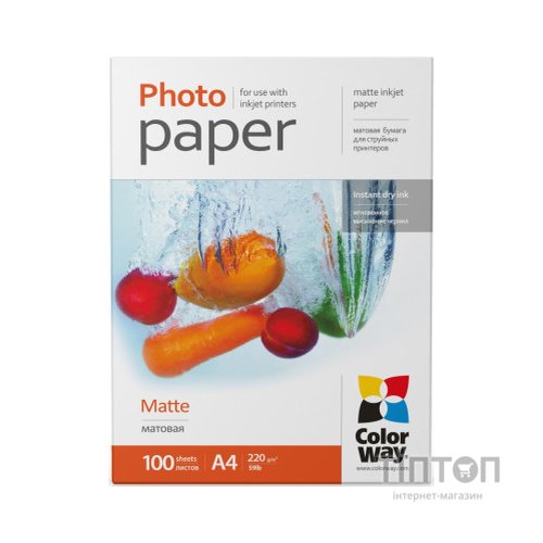 Фотопапір ColorWay A4 220г matte 100л (PM220100A4)