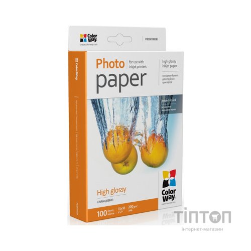 Фотопапір Colorway глянцевий, 13x18, 200г/м2, 100 листків