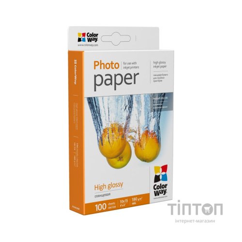 Фотопапір ColorWay глянцевий, 180 г/м2, 100 листків