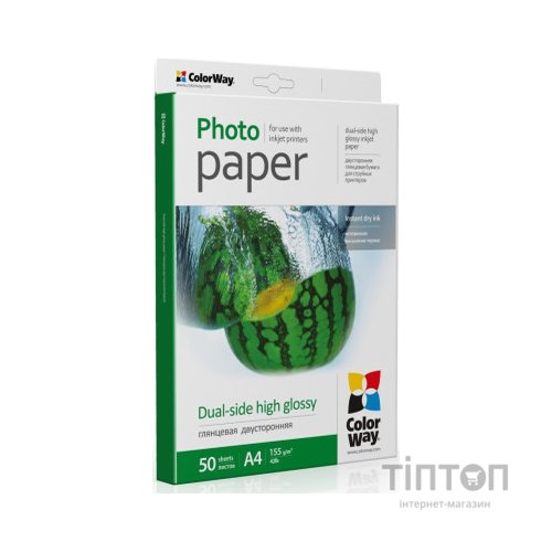Фотопапір ColorWay глянцевий, А4, 155г/м2, 50 листків, двохсторонній