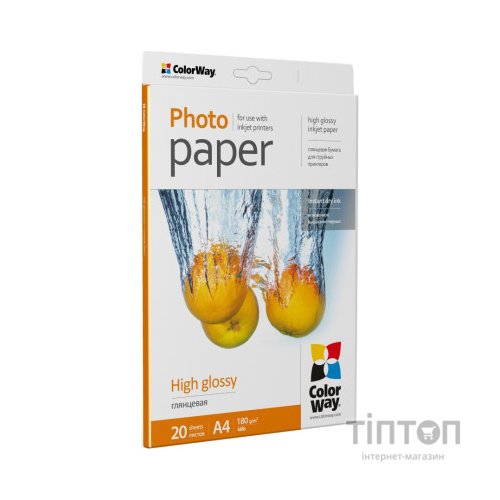 Фотопапір ColorWay глянцевий, A4, 180 г/м2, 20 листків