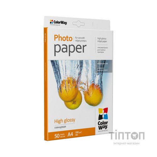 Фотопапір ColorWay глянцевий, A4, 180г/м2, 50 листків