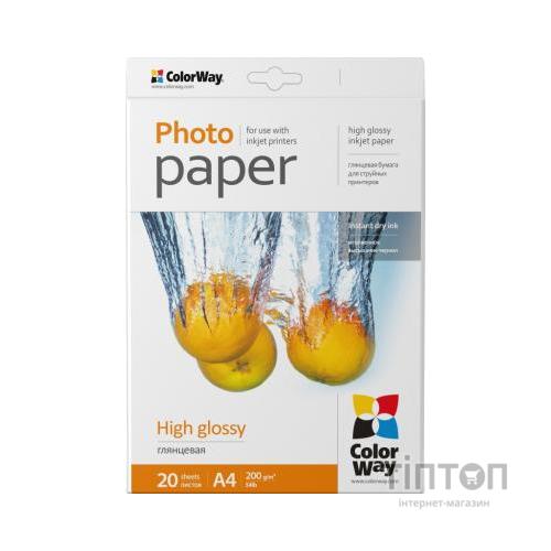 Фотопапір ColorWay глянцевий, A4, 200 г/м2, 20 листків