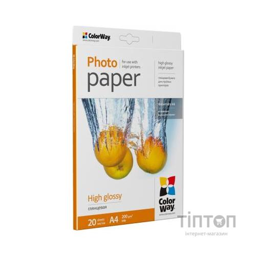 Фотопапір ColorWay глянцевий, A4, 200 г/м2, 20 листків
