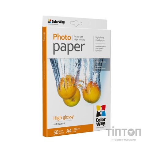Фотопапір ColorWay глянцевий, A4, 230г/м2, 50 листків