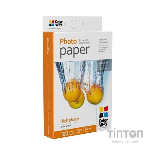 Фотопапір ColorWay глянцевий, A6, 200г/м2, 100 листків