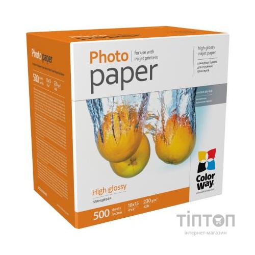 Фотопапір ColorWay глянцевий, А6, 230г/м2, 500 листків