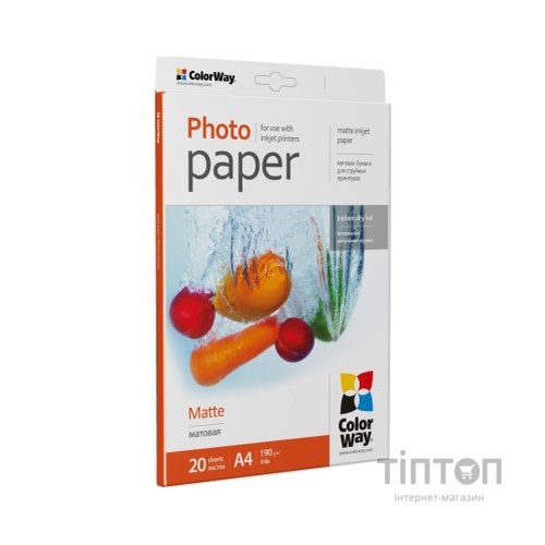 Фотопапір ColorWay матовий, A4, 190 г/м2, 20 листків