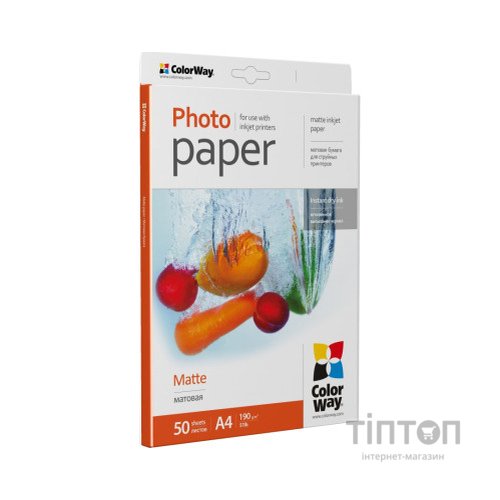 Фотопапір ColorWay матовий, A4, 190г/м2, 50 листків