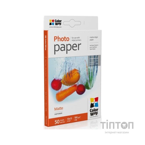 Фотопапір ColorWay матовий, А6, 190 г/м2, 50 листків