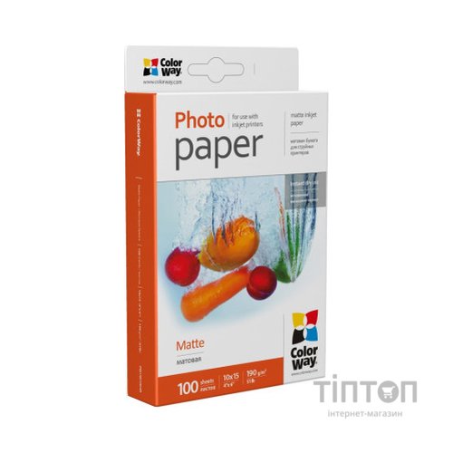 Фотопапір ColorWay матовий, А6, 190г/м2, 100 листків