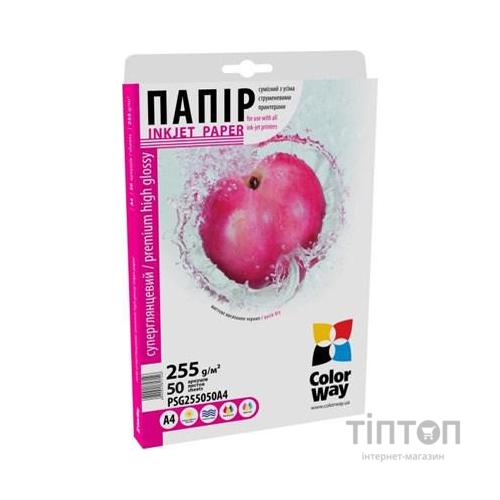 Фотопапір ColorWay суперглянцевий, А4, 255г/м2, 50 листків
