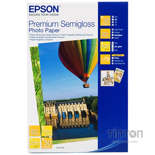 Фотопапір Epson напівглянцевий, А6, 250г/м2, 50 листків