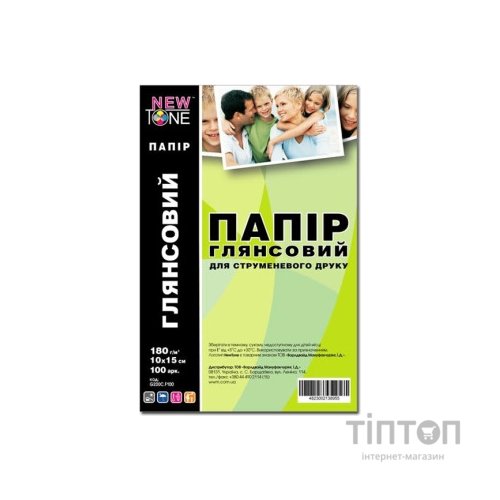 Фотопапір NewTone глянцевий, А6, 180г/м2, 100 листків