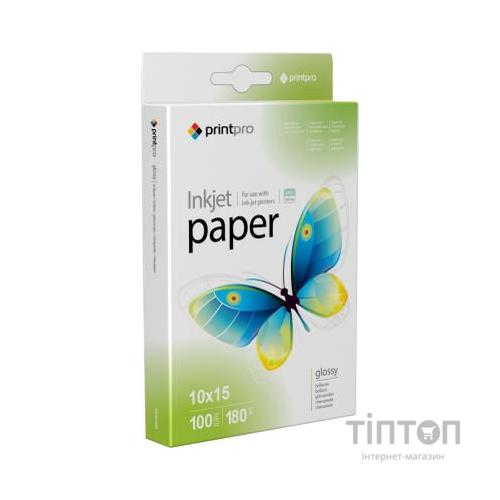 Фотопапір PrintPro глянцевий, А6, 180г/м2, 100 листків