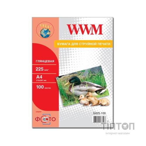 Фотопапір WWM глянцевий, A4, 225г/м2, 100 листків