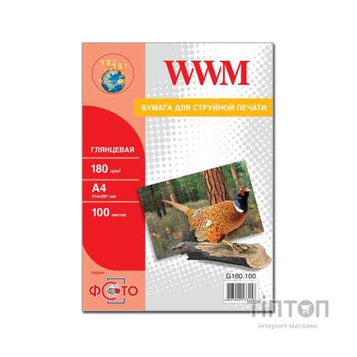 Фотопапір WWM глянцевий, формат A4, 180gr (100 листків)