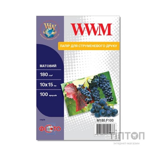 Фотопапір WWM матовий, А6, 180г/м2, 100 листків
