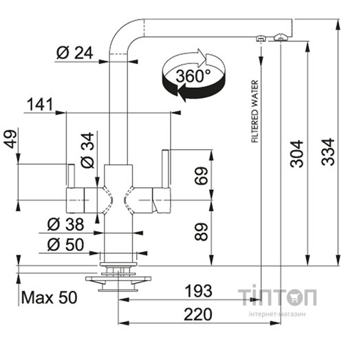 Змішувач Franke Neptune Clear Water (115.0370.689)