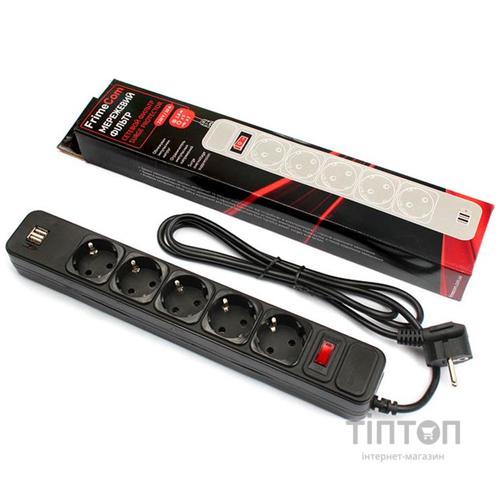 Фильтр питания FrimeCom (FC-BU4005W 1.8 B) 5 розеток, 2хUSB, 1.8 м, черный