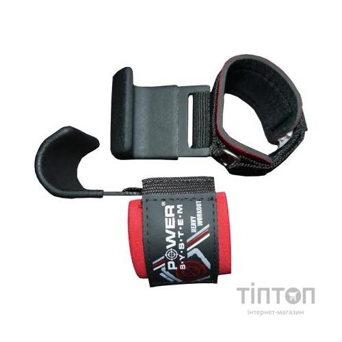 Гаки для тяги на зап'ястя Power System Hardcore Hooks PS-3310 Black/Red (PS-3310_Black-Red)