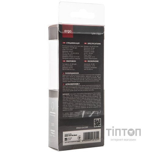 Гарнітура ERGO VM-730 Type-C Black