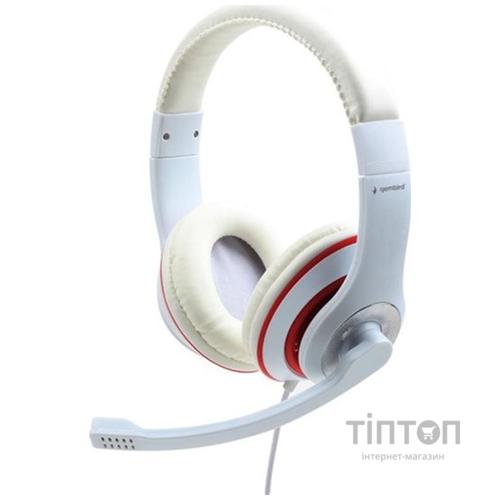 Навушники Gembird MHS-03 White/Red (MHS-03-WTRD)