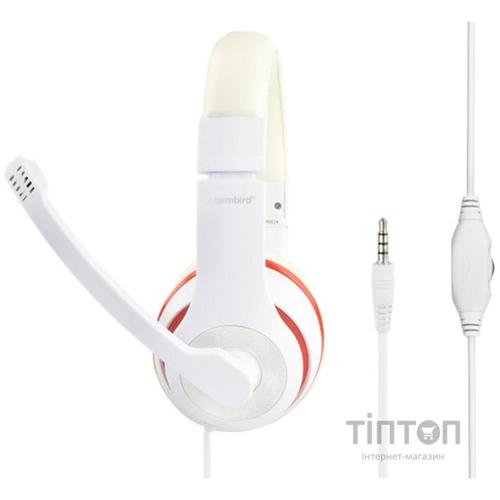 Навушники Gembird MHS-03 White/Red (MHS-03-WTRD)